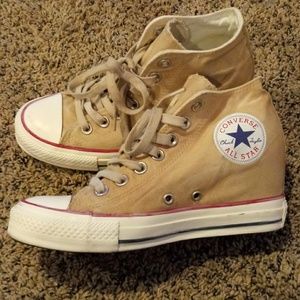 Converse Tan Wedge Shoes Size 7